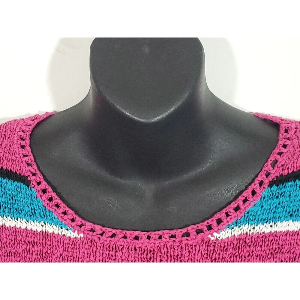 Norm Thompson XL Short Sleeve Striped Pullover Sweater